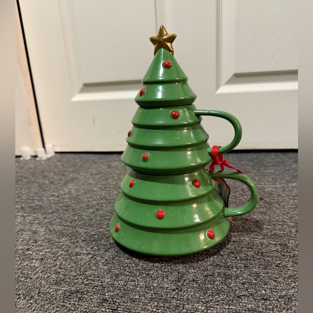Hallmark Green and Gold Christmas Tree Mug Set